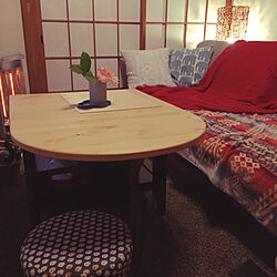 IKEAのテーブル/ソファーベッド/フィレンソンのクッションカバー/ラタンの照明✨/花のある暮らし+..・* ❁...などのインテリア実例 - 2021-01-19 20:44:52