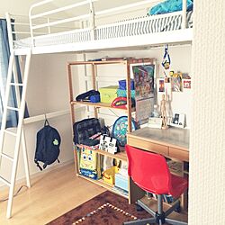 机/ロフトベッド/子ども部屋/IKEA/デニムカーテンのインテリア実例 - 2016-06-16 08:09:33