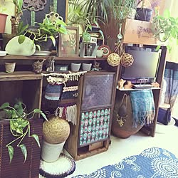 ベッド周り/観葉植物/棚板リメイク/端材リメイク/パタパタ扉DIY...などのインテリア実例 - 2016-10-25 07:26:28