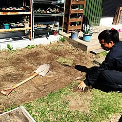 玄関/入り口/LIXIL玄関ドア/玄関引き戸/グリーンのドア/タイルは自分で敷きます...などのインテリア実例 - 2017-06-09 18:08:49