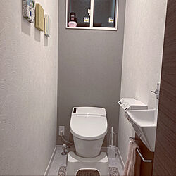 ファブリックパネル/LIXILトイレ/グレーの壁/バス/トイレのインテリア実例 - 2021-08-16 08:01:50