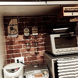 キッチン/セリア/100均/DIY/レンガ壁紙のインテリア実例 - 2015-02-20 07:48:20