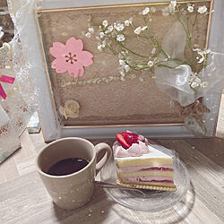 おやつ時間/桜のショートケーキ/桜/2枚投稿/コーヒーのある暮らし...などのインテリア実例 - 2023-03-31 15:13:55