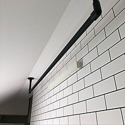 ランドリールーム/サブウェイタイル風壁紙/黒アイアン/バス/トイレのインテリア実例 - 2022-04-17 17:09:23