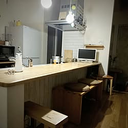 キッチン/段差のある家/名古屋モザイクタイル/無垢材の床/無印良品...などのインテリア実例 - 2016-12-01 09:17:19