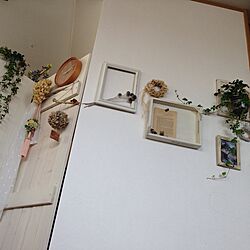壁/天井/シュガーバイン/時計/DIY板壁/ドライフラワーのインテリア実例 - 2014-01-15 09:14:13