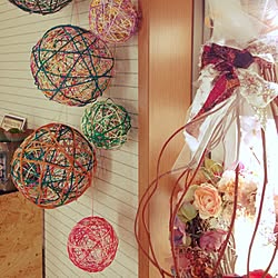 ベッド周り/ランプシェード/popさんのまねっこ/刺繍糸/毛糸...などのインテリア実例 - 2015-06-24 07:34:35