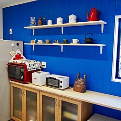 キッチン/キッチン背面/かもめ食堂風/板張りの壁DIY/カウンターキッチンの棚...などのインテリア実例 - 2017-06-05 10:25:03