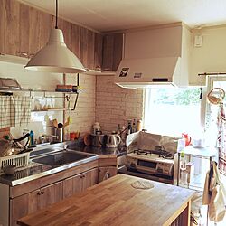 キッチン/DIY/団地リノベーション/発泡スチロールでレンガ風/IKEAのインテリア実例 - 2016-05-23 08:54:53