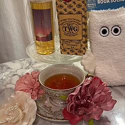 TWG TEA/ティーカップ & ソーサー/リメイクシート 大理石風/白黒グレー好き/IKEA...などのインテリア実例 - 2022-12-15 20:01:00