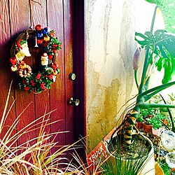玄関/入り口/クリスマスリース/ヴィンテージ/ハンドメイド/観葉植物のインテリア実例 - 2016-12-02 17:04:41