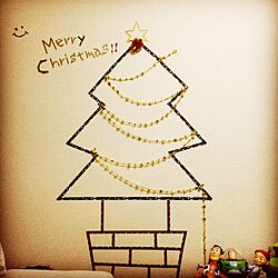 壁/天井/クリスマス/マスキングテープ クリスマスツリーのインテリア実例 - 2014-11-28 17:22:01