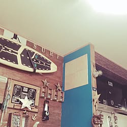 リビング/画用紙バーンスター☆/壁空色❤️/サーフボード/板壁DIY...などのインテリア実例 - 2016-07-03 17:35:58