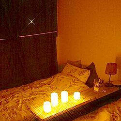 ベッド周り/IKEA/ニトリ/LEDキャンドルライト/チチカカのマルチクロスのインテリア実例 - 2016-05-02 07:45:59