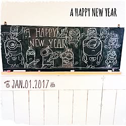 リビング/ベニア板で腰壁風♪/笑顔で明るい一年に♡/今年もよろしくお願いします♡/あけましておめでとうございます♡...などのインテリア実例 - 2017-01-01 10:18:07