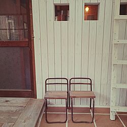 玄関/入り口/ホワイトインテリア/椅子/はしご/床...などのインテリア実例 - 2016-02-01 15:23:31