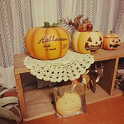 棚/ハロウィンディスプレイ/かぼちゃ型のクッキー/手作りお菓子のインテリア実例 - 2015-10-30 17:09:14
