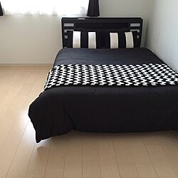 ベッド周り/寝室/ストライプ/収納/白黒マニア...などのインテリア実例 - 2016-05-27 16:38:12