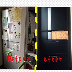 キッチン/自己満♡/黒好き♡/大容量冷蔵庫がこの色しかなくて嫌々買った/冷蔵庫...などのインテリア実例 - 2014-07-11 20:07:23