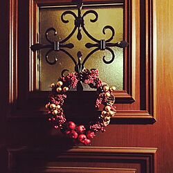 玄関/入り口/クリスマスリース/Daiso/DIYのインテリア実例 - 2015-11-15 18:02:31
