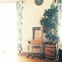 学校の机と椅子/植物のある部屋/ニトリのカーテン/作業机/むすめスペース☆...などのインテリア実例 - 2015-06-23 09:27:25