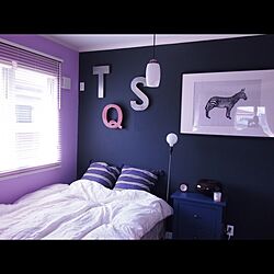 ベッド周り/IKEA/アルファベットオブジェ/自分でペイントした壁のインテリア実例 - 2014-02-13 00:06:01