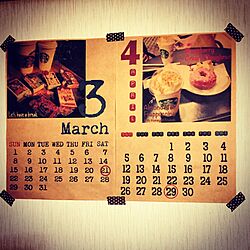 壁/天井/セリアのクラフト紙/手作りカレンダー/カレンダー作ってみたのインテリア実例 - 2015-03-26 17:40:54