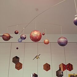 壁/天井/IKEA/太陽系モビール/はさぶさ2/ハニカムミラーのインテリア実例 - 2016-09-17 09:23:10