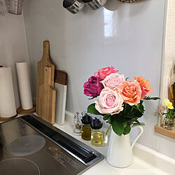 薔薇/IKEA/キッチン/花瓶/花のある暮らしのインテリア実例 - 2021-05-06 09:15:51