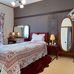 私の部屋/カーテンはニトリ/薔薇柄が好き♡/ベッド周りのインテリア実例 - 2020-05-10 16:38:48