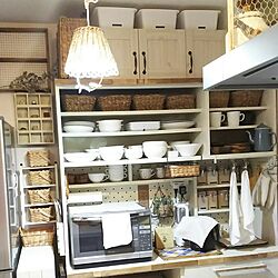 ダイソー/食器棚リメイク/natural kitchen &/かご/DIY棚...などのインテリア実例 - 2017-04-01 00:36:18