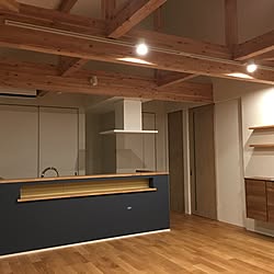 部屋全体/珪藻土と無垢の床/LIXIL/夜/新築建築中...などのインテリア実例 - 2016-01-08 18:47:06