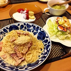 机/ナチュラルキッチン/おうちごはん/セリア/毎度お馴染みの、我が家の夕食♡...などのインテリア実例 - 2015-04-15 23:40:52