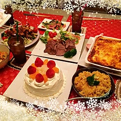 部屋全体/2016.12.24/家族で暮らす/クリスマスパーティー/クリスマスケーキ...などのインテリア実例 - 2016-12-24 23:53:33