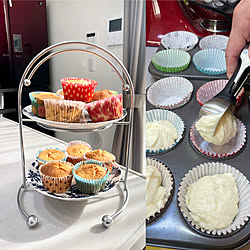 夫の手作りカップケーキ/kitchenaid スタンドミキサー/oxoアイスクリームスクープ/cupcake/アイスクリームスクープ...などのインテリア実例 - 2023-01-12 11:49:46