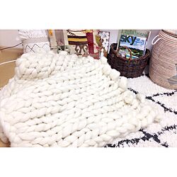 リビング/途中/編み物/chunky knit blanket/chunky yarn...などのインテリア実例 - 2016-12-09 22:57:25