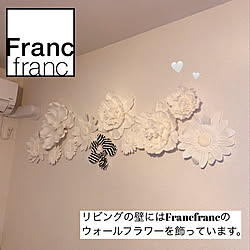 リビングの壁面/Francfrancのウォールフラワー/Francfranc/壁インテリア/ウォールフラワー...などのインテリア実例 - 2020-05-03 16:45:00