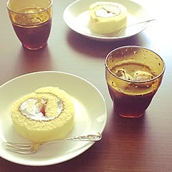 リビング/カフェ風目指す！/インテリア大好き/ニトリ ダイニングテーブル/ロールケーキ...などのインテリア実例 - 2014-09-26 12:39:34