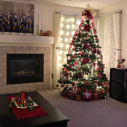 赤と金/クリスマスSALEでgetした物/クリスマスライトアップ/暖炉/クリスマスツリー...などのインテリア実例 - 2020-12-05 16:34:58