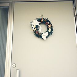 玄関/入り口/クリスマス　クリスマスリース　玄関のインテリア実例 - 2014-12-23 12:45:25