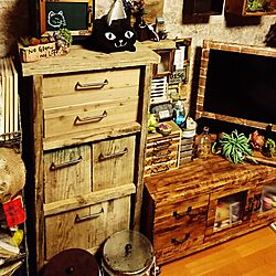 棚/DIY/DIY木製品/足場板古材/カラーボックス...などのインテリア実例 - 2017-05-06 22:43:45