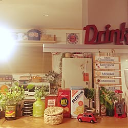 キッチン/アメリカン/木製看板/カフェ風/観葉植物...などのインテリア実例 - 2015-12-22 18:09:39