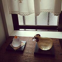 棚/ガラスのお鏡餅/ガラスの干支飾りのインテリア実例 - 2015-01-01 14:19:53