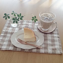 机/ベイクドチーズケーキ/アイスカフェオレ/おうちカフェ/木のカトラリー...などのインテリア実例 - 2015-08-14 16:39:00