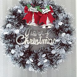 リビング/クリスマス/クリスマス　100均/クリスマスリースハンドメイド/White...などのインテリア実例 - 2014-12-15 02:47:10
