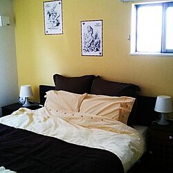 寝室/黄色い寝室/ベッド/seria/賃貸アパート...などのインテリア実例 - 2016-09-24 22:21:45