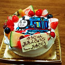 キッチン/インテリアじゃなくてごめんなさい/長男3歳/トーマス/誕生日ケーキ...などのインテリア実例 - 2015-07-06 23:53:55