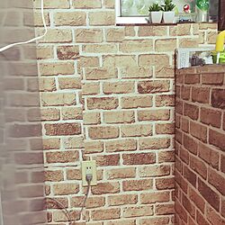 壁/天井/DIY/古家/レンガシート セリア/100均のインテリア実例 - 2017-01-08 23:50:21