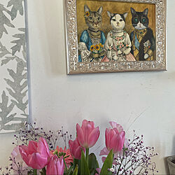 猫の肖像画/チューリップ/猫/玄関/入り口のインテリア実例 - 2022-03-20 13:03:53