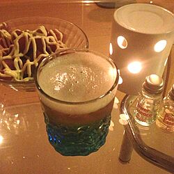 リビング/アロマキャンドル/アボカドとマグロのつまみ/ビール/琉球グラスのインテリア実例 - 2013-07-09 23:48:33